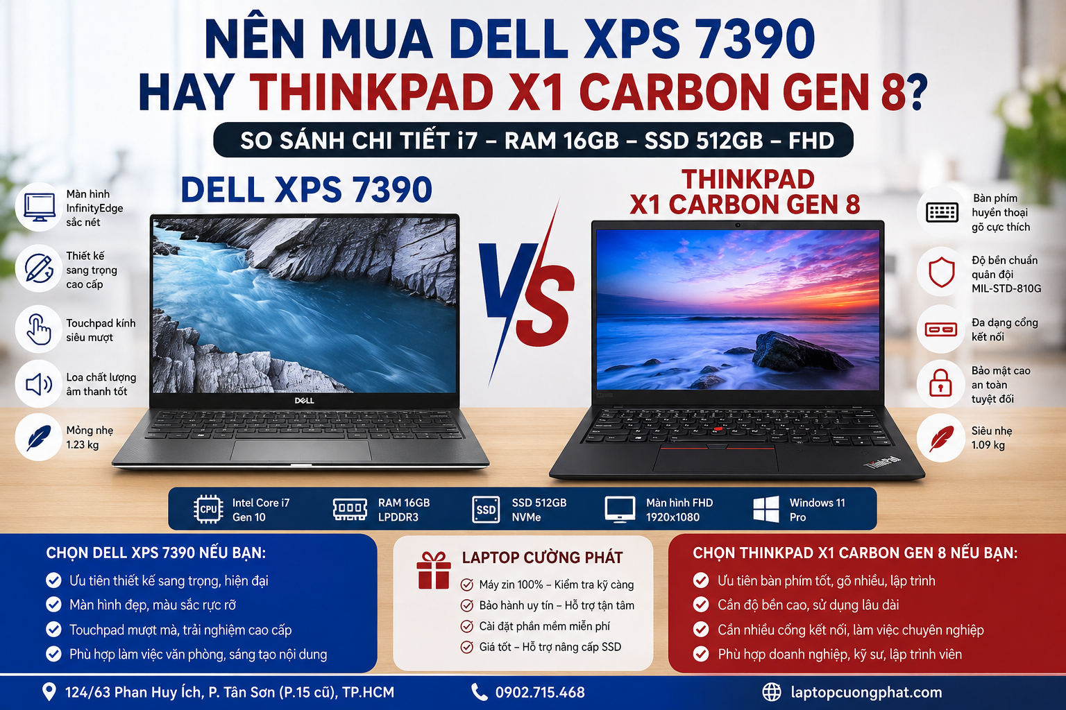 dell xps 7390 hay thinkpad x1 carbon